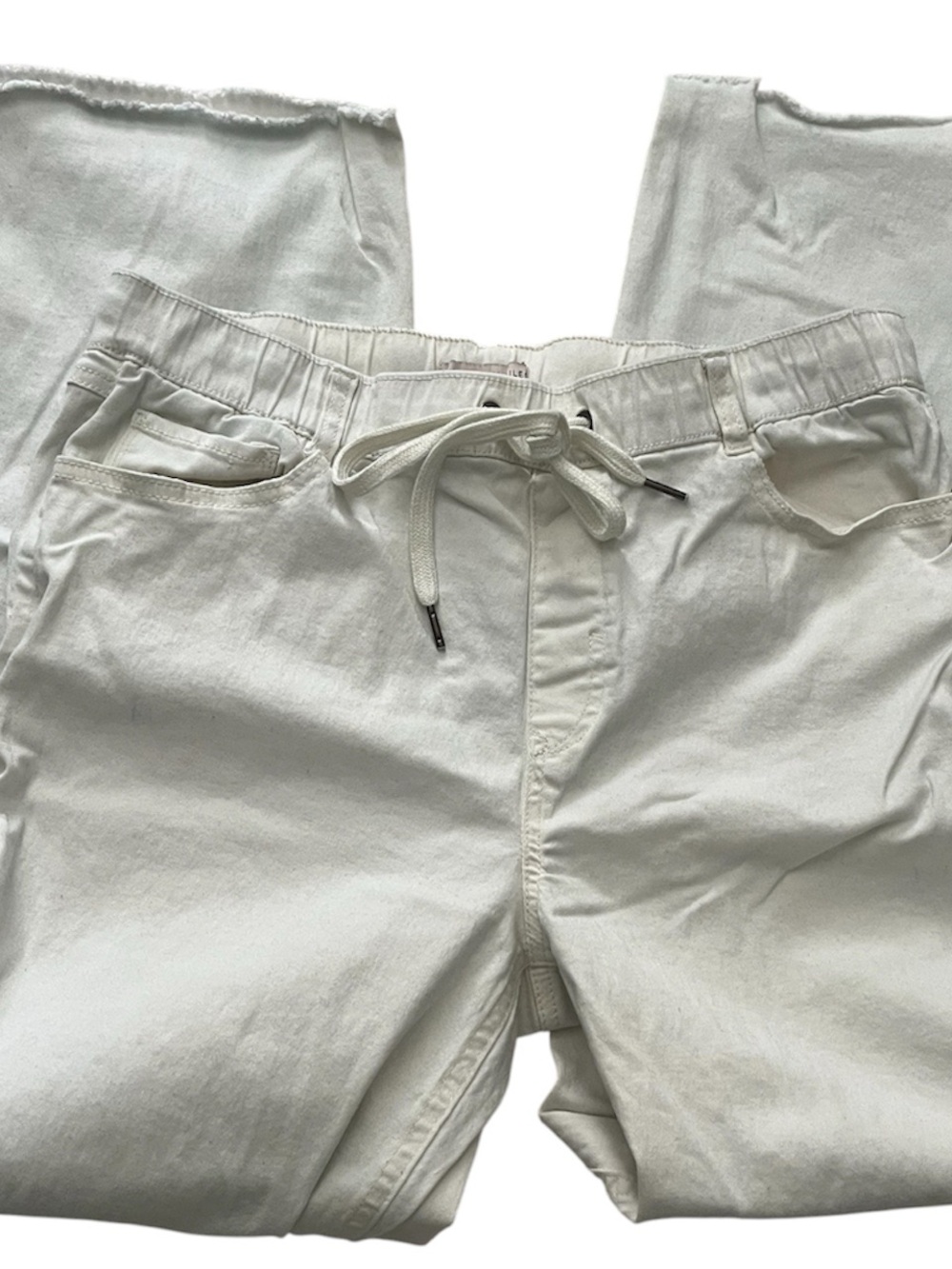 Wide Leg Drawstring Pants in Off-White